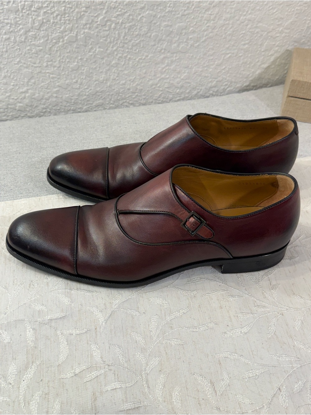 BOSS Hugo Boss Italian Leather Monk Strap Cap Toe Dress Shoes - Size 12 Ox/Bord.